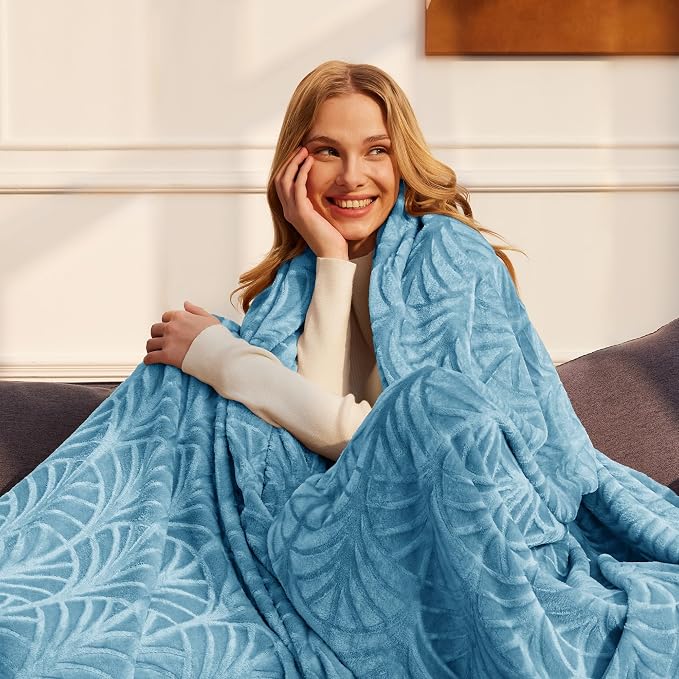 Whale Flotilla Soft Flannel Fleece Twin Size Blanket for Bed, Stone Blue | Cozy Lightweight Breathable Coverlet, Plush Fluffy Bedspread, Vintage Pattern Decorative Blanket for Dorm, All Season 60"x80"