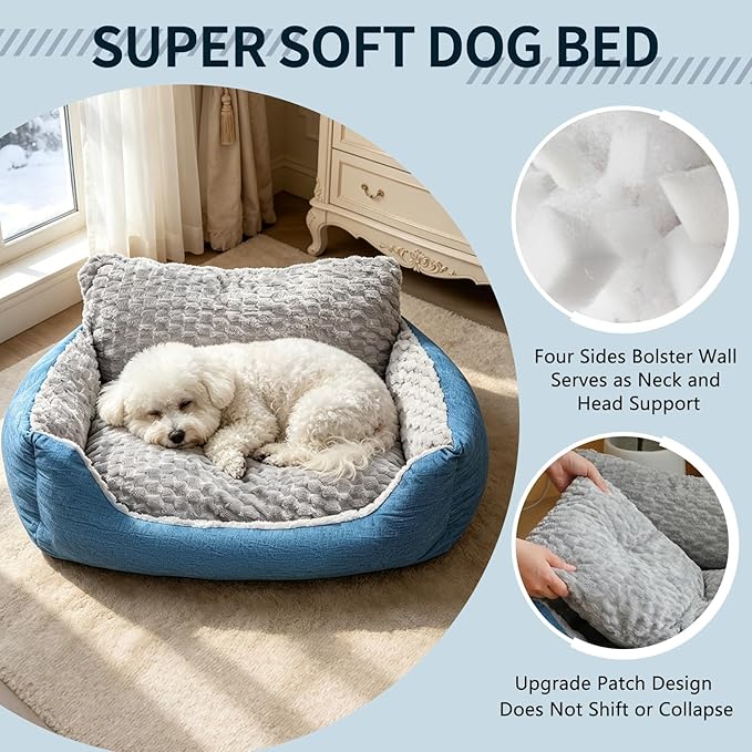 Medium Dog Bed, Orthopedic Bolster Sofa with Soft Plush Cushion, Machine Washable Non-Slip Bottom for Joint Pain Relief,30"x24"x13" All Season Comfort for Dogs Up to 33 lbs