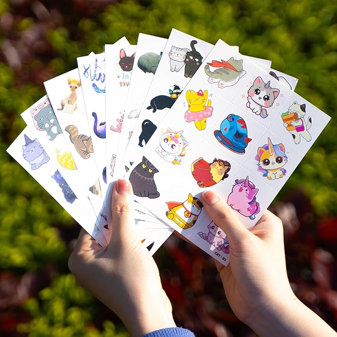 96 PCS Cat Cats Pet Pre-Cut Temporary Tattoos for Kids | Super Cute Themed Birthday Party Favors, Supplies, Decorations, Animal Paw Fake Tattoo Stickers Gifts for Boys Girls Rewards