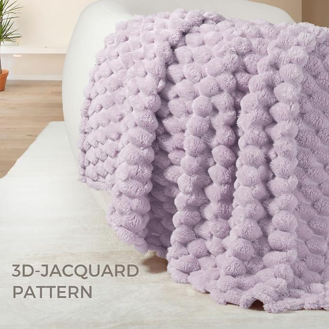 Whale Flotilla Soft Fleece Twin Size Bed Blanket Luxury 3D Jacquard, Lilac | Lightweight Coverlet Bedspread, Super Cozy Plush Fluffy Fuzzy All‑Season Decorative Blanket for Bed, Dorm Essentials, 60"x80"