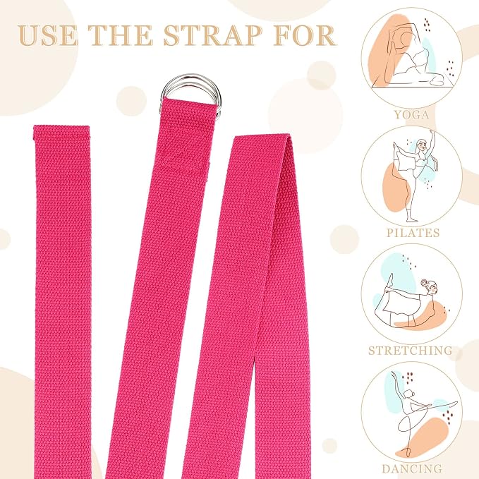 6 Pcs Yoga Strap for Stretching 8 ft Yoga Exercise Adjustable Straps Bands with Safe D Ring Buckle for Pilates, Gym Workouts, Fitness, Physical Exercise, Dance, Improve Flexibility