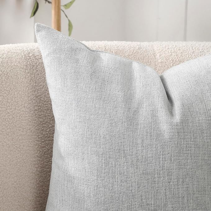 Pack of 2 Decorative Chenille Throw Pillow Covers, 16x16, Gainsboro | Square Soft Cozy Concise Pillow Covers Modern Farmhouse Couch Cushion Cases for Sofa Bed Living Room Home Decor