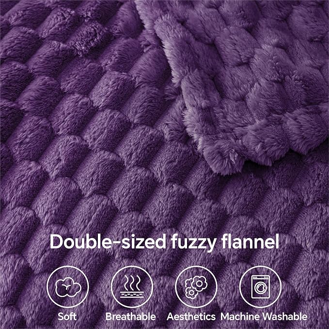 BEDELITE Purple Throw Blanket for Couch, Soft Cozy Gifts for Women, 50 * 60 | 3D Jacquard Decorative Fleece Blanket, Super Soft Plush Throws, Cute Birthday Gift for Women & Men, Suitable for All Seasons