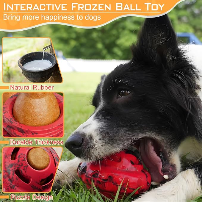 luckdoor Dog Toys to Keep Them Busy,Frozen Treat Dog Enrichment Toys,Slow Food Training to Relieve Boredom and Stimulating,Dog Puzzle Treat Food Dispensing Ball Toy for Small Medium Large Dogs