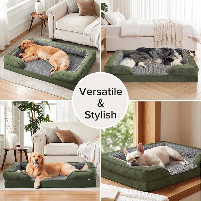 XXL Plus Orthopedic Dog Beds Large Sized, XL Washable Dog Sofa with Egg-Crate Foam, Waterproof Lining and Non-Skid Bottom
