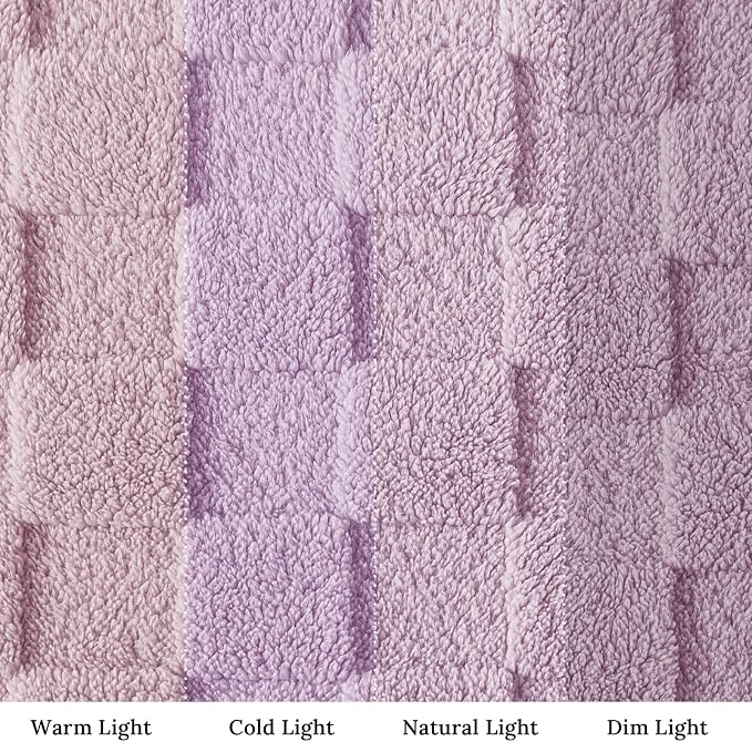 Exclusivo Mezcla 3D Checkered Fleece King Blanket for Bed, Light Purple | Super Soft and Cozy Fluffy Blanket, Lightweigh and Breathable Blanket for Living Room, Bedroom, Decor, All Season, 104"x90"