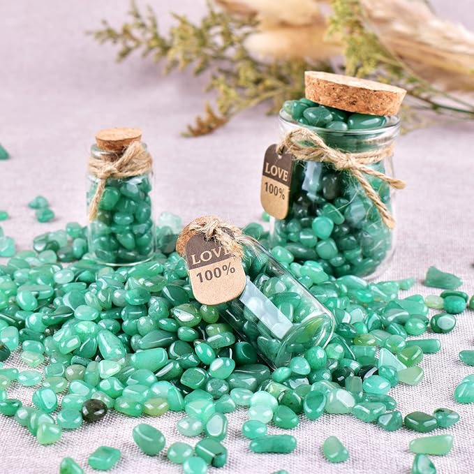 Polished Aventurine Crystal Chips 200 Pcs - 0.3" 10 oz Tumbled Stone Chips Crushed Sea Glass Stones Healing Reiki Crystal Jewelry Making Home Decoration