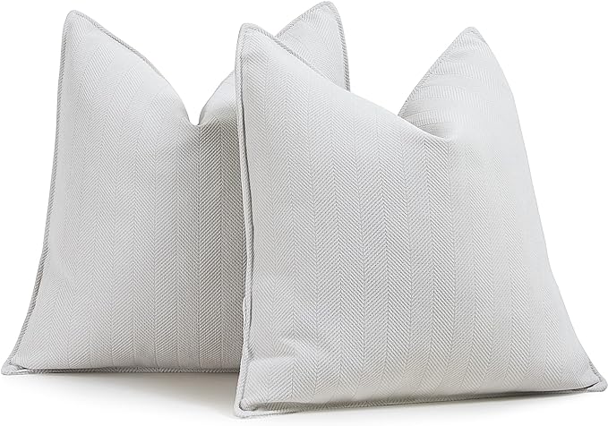 Cream Pillow Covers 16x16 Set of 2 Chenille Throw Pillow Covers with Elegant Design Soft and Luxurious Decorative Throw Pillows for Couch, Bed, and Home Decor