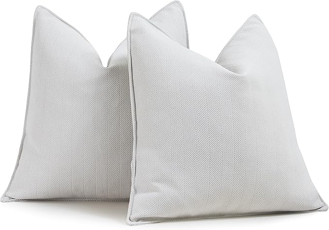 Cream Pillow Covers 18x18 Set of 2 Chenille Throw Pillow Covers with Elegant Design Soft and Luxurious Decorative Throw Pillows for Couch, Bed, and Home Decor