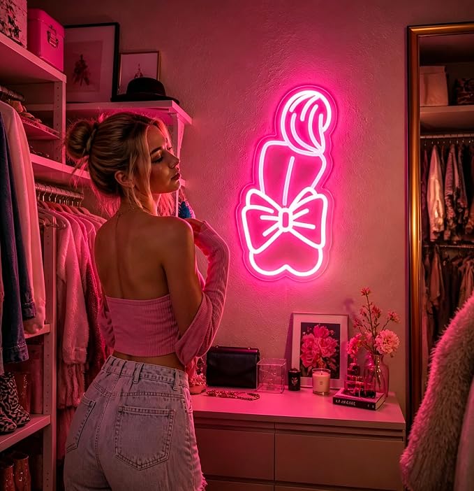 Neon Sign, Lady Neon Signs for Wall Decor LED Signs Neon Light | Lady Neon Signs for Bedroom, Girls Room, Beauty Room, Bathroom, Salon, Party, Bar, Home Decor, Pink Decor, Gift, USB Powered