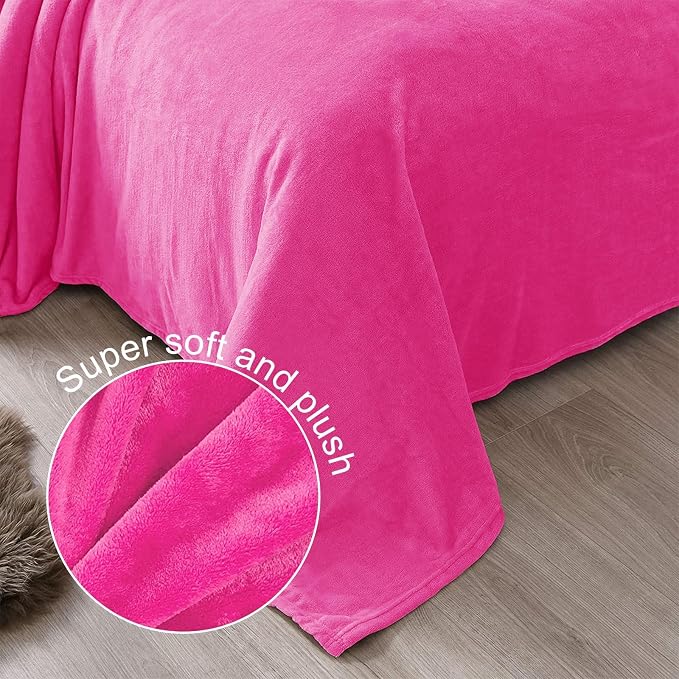 Exclusivo Mezcla Soft Fleece Blanket Twin Size for Bed, Hot Pink | 60x80 Inches, Double-Sided Brushed Flannel, Lightweight Plush Cozy Blanket for Home Decor, All Season, Machine Washable