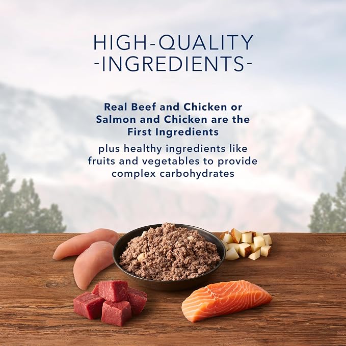 Blue Buffalo Wilderness High Protein Beef and Chicken & Salmon and Chicken Wet Dog Food Variety Pack for Adult Dogs,Grain-Free,12.5 oz Cans,(Pack of 12)