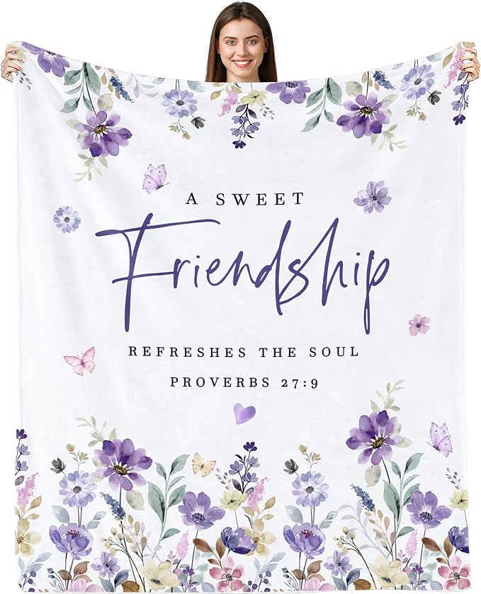 Friendship Gifts Blanket Throw 60X50 Friend Birthday Gift for Women | Christian Gifts for Women, Sweet Friendship Blanket, Christmas Birthday Gift Idea for Best Friend Bestie BFF Soul Sister