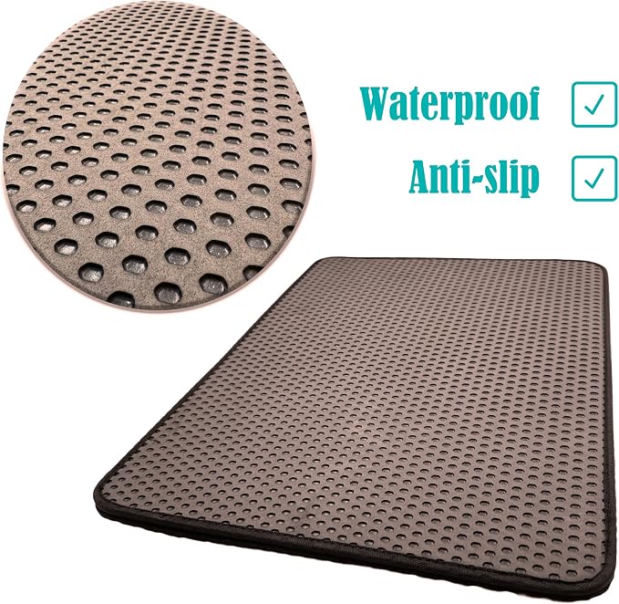 HTTMT- Cat Litter Mats 25.6x22 inch (65X55cm) Pet Supplies & Housebreaking Brown Cat litter Double Layer Pad Trapper Folding Pad EVA Foam Rubber