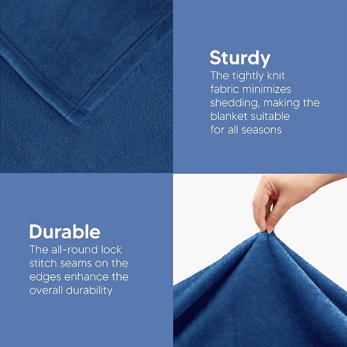 Utopia Bedding Soft Fleece Bed Blanket Queen Size Royal Blue (90x90 Inch) | Microfiber Plush Warm Lightweight Breathable Cozy Blanket Anti-Static, All Season Use, Gift for Women and Men