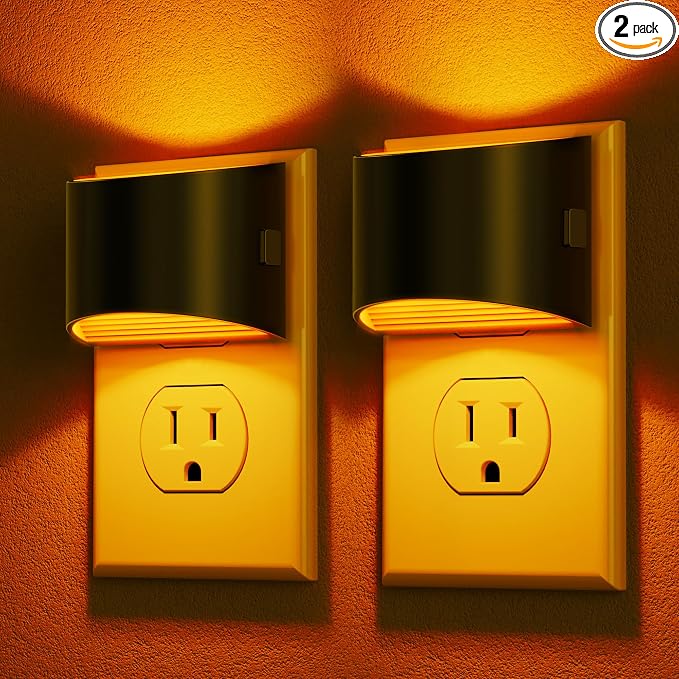 Night Light, Night Lights Plug into Wall, Adjustable, Amber | 3 Level Brightness Adjustable Night Light, Dusk to Dawn Sensor, Nightlights for Adults, Bedroom, Bathroom, Hallway, 2 packs