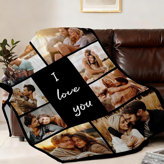 Ship Next Day, Custom Blanket with Picture Customized Photo Blankets Customize, Customizable Blanket, Personalized Christmas Funny Gifts for Couple, Girlfriend, Boyfriend, Mom, Dad, Wife, Husband