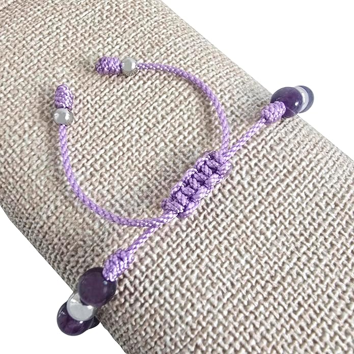 Sabeli Handmade Healing Natural Stone Bracelet and Steel Beads Spiritual Jewelry Adjustable Macrame Gemstone Men Women Gifts 6mm Beads