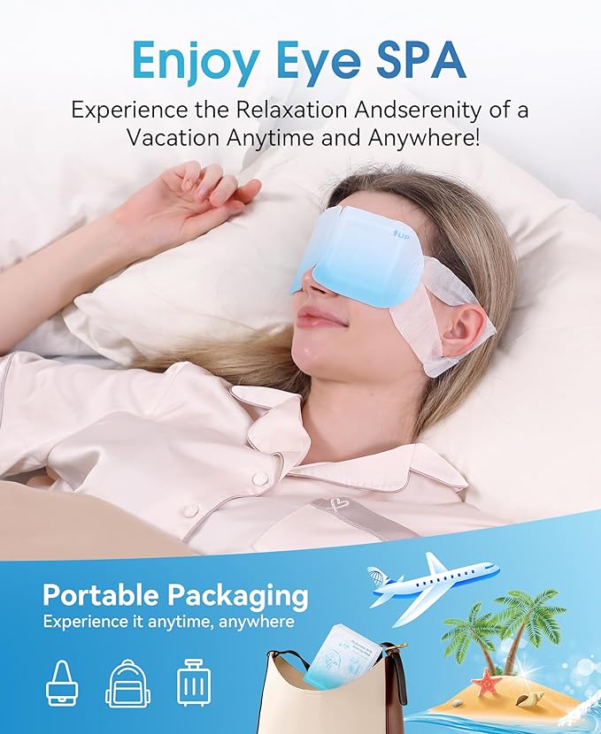 LC-dolida 14 Packs Heated Eye Mask for Dry Eyes, Hyaluronic Acid Steam Eye Steam Mask, Disposable Self Heating Eye Mask for Sleep Relieve Eye Fatigue, Suitable for Red Eyes