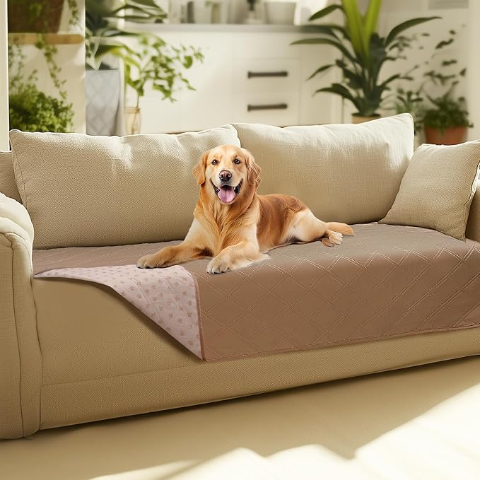 Luciphia Waterproof Couch Cover for Dogs, Non-Slip Pet Sofa Protector | Non-slip waterproof couch cover scratch-resistant machine washable protects sofa bed, Light Brown, 30" x 70"
