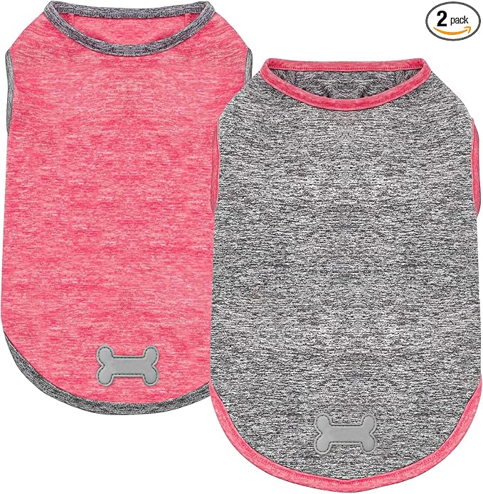 KYEESE 2Pack Dog Shirt for Small Dogs Sun Protection Tank Top for Summer | Reflective for Safety, Lightweight & Breathable, Shedding Control, Skin-Friendly for Sensitive Dogs, Easy On/Off, Quick Dry