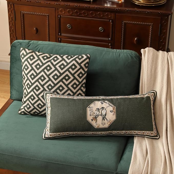 Vintage Linen Square Throw Pillow Cover,Set of 2,18"x18"-Murad B | Designer French Pillow Cover,Concealed Zipper Design,Sofa,Bedroom,Living Room,Lounge Chairs,All Season Home Decor