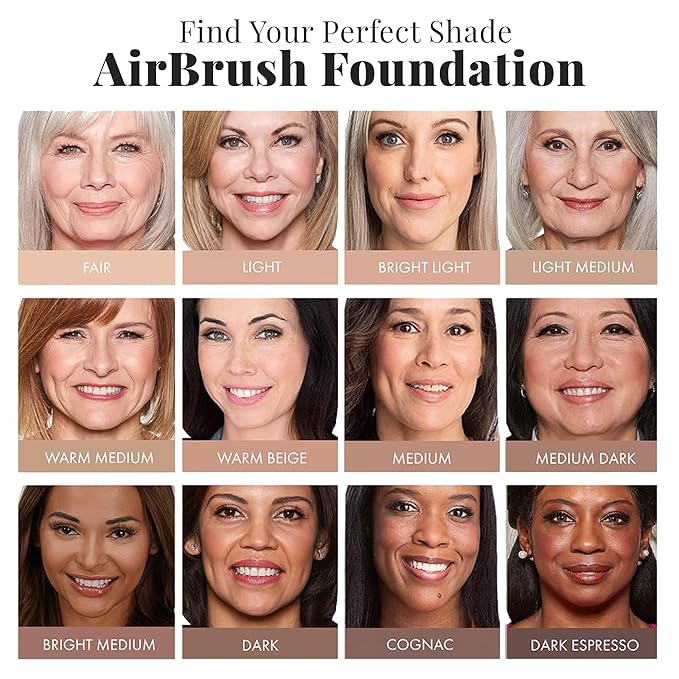 Jerome Alexander MagicMinerals AirBrush Foundation – 2 Piece Set with Airbrush Foundation and Kabuki Brush - Spray Makeup with Anti-aging Ingredients for Smooth Radiant Skin - Warm Medium
