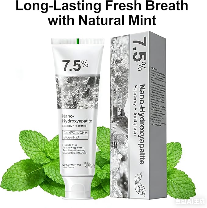 Hydroxyapatite Toothpaste, 7.5% Nano Deep Cleaning Toothpaste for Advanced Enamel Protection, Sensitive Relief Fluoride Free Effective Toothpastes, with Fresh Mint (4.2 Fl Oz (Pack of 2))