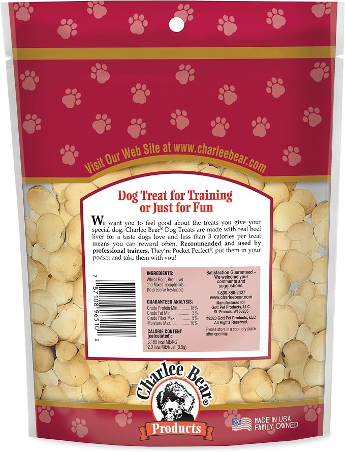 Charlee Bear Original Crunch Beef Liver Dog Treats,16 oz - Made in The USA,Natural Training Treats for Dogs,(Pack of 2)