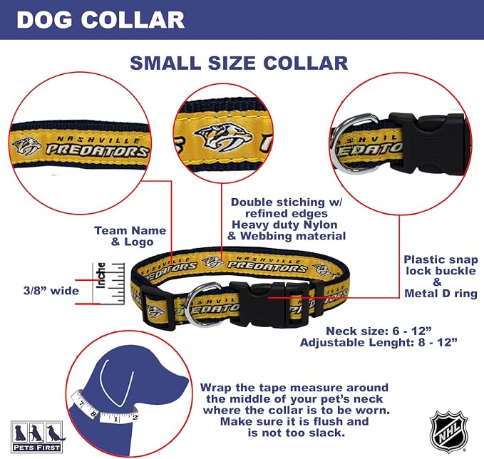 Pets First NHL Collar for Dogs & Cats. Adjustable, Cute, & Stylish! The Ultimate Hockey Fan Collar!