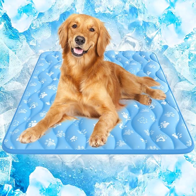 44x32in Dog Cooling Mat with One-Way Moisture & Arc-Chill 3.0 | Color-Changing Cool Indicator. Washable, Non-Slip Pet Bed. One-Way Moisture Tech Keeps Cool & Dry for Floors, Sofas, Kennels