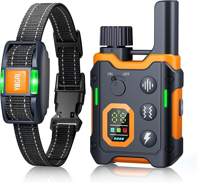 Dog Shock Collar with Remote Control (5-120Lbs) - 3300ft Electric Training Collars for Dogs e-Collars Bark Anti Barking Large Medium Small, Waterproof (Orange)