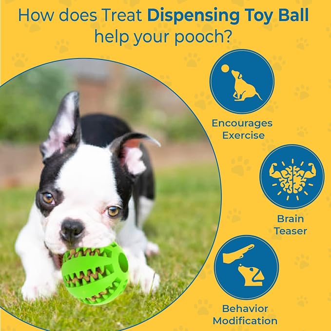 SunGrow 2-Pack Dog Treat Balls, Puzzle Food Interactive Treat Dispensers, Hide Treats Inside, Puppy Treat Dispensers for Training, Small Dog Enrichment Balls for Boredom, Mental Stimulation for Puppy