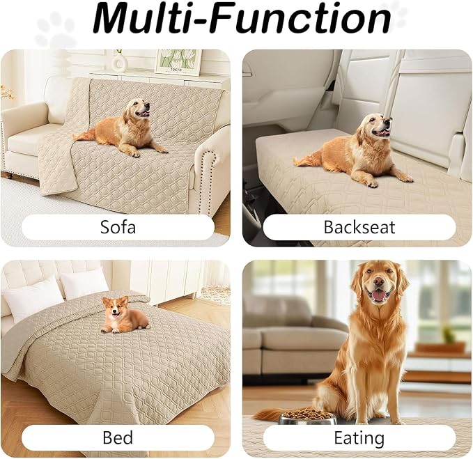 Waterproof Dog Bed Blanket - Soft Pet Blanket & Sofa Cover for Dogs | Reversible Washable Furniture Protector, Couch Covers for Pets (30x70 Inch, Taupe/Taupe)