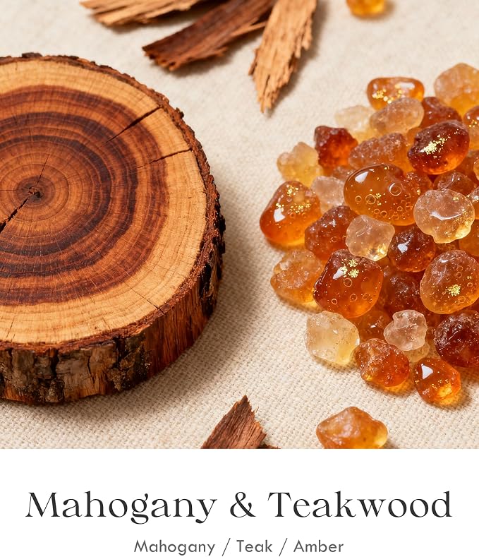 AOOVOO 2 Pack Mahogany Teakwood Candles for Men - 3 Wick 24oz Large Scented Candle, Long Lasting Soy Candles for Home Scented, Strong Fragranced Masculine Black Candle Gift for Women & Men