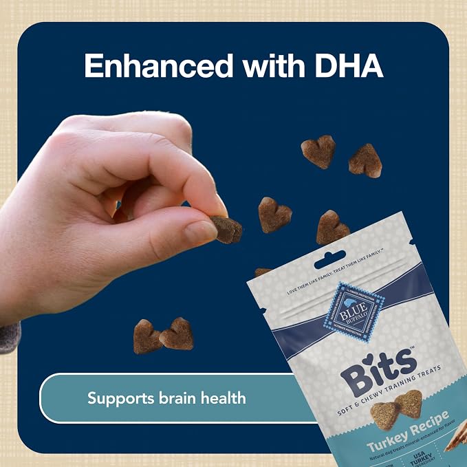 Blue Buffalo Bits Soft Dog Treats for Training, Made with Natural Ingredients & Enhanced with DHA, Turkey Recipe, 4-oz Bag (Pack of 6)