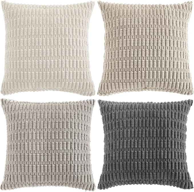 Fancy Homi 4 Packs Decorative Throw Pillow Covers for Living Room Couch Bed, Modern Farmhouse Boho Home Décor Accent Cushion Case, 28" x 28", Grey Series