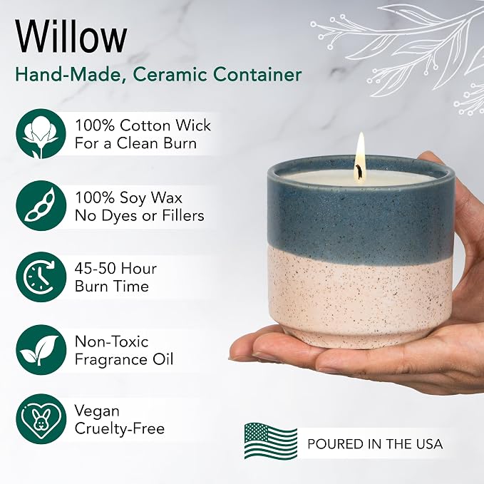 The Growing Candle, from Flame to Flower, Lemongrass Scented, Non-Toxic, 100% Soy Wax, Indoor Wildflower Garden, Aromatherapy Gift for Women, 8.5oz, 45-50 Hr Burn Time, Willow