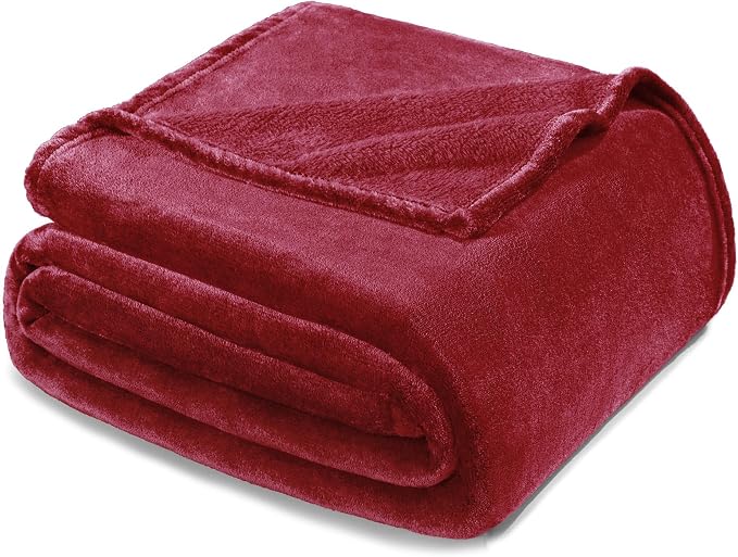 Exclusivo Mezcla Soft Fleece Blanket Twin Size for Bed, Deep Red | 60x80 Inches, Double-Sided Brushed Flannel, Lightweight Plush Cozy Blanket for Home Decor, All Season, Machine Washable