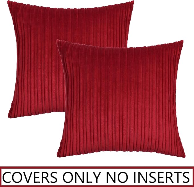 UGASA Velvet Soft Soild Christmas Decorative Pillow Covers for Livingroom/Couch, 16"x16"(40x40cm), 2 Pcs, Burgundy