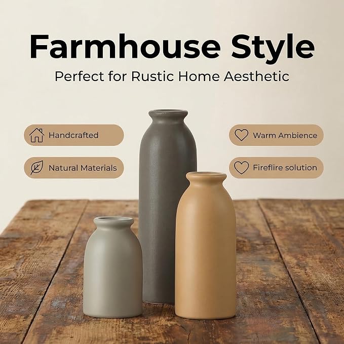 CWLWGO-Ceramic Matte Vase Set for Home Decor, Modern and Minimalist Decorative Flower Vases, Kitchen Living Room Table Centerpiece Decoration, Mantel Entryway Bookshelf Decor（Matte Multi）