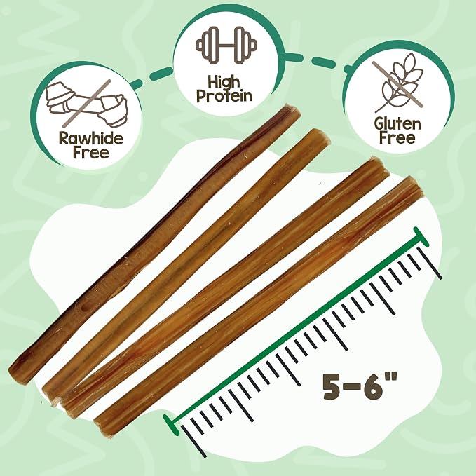 Nature Gnaws Extra Thin Bully Sticks 5-6" Rawhide Free Dog Chews, 50 Count | Long Lasting for Light Chewers and Puppies - Natural Beef Dog Chew Bones - Single Ingredient - No Artificial Preservatives