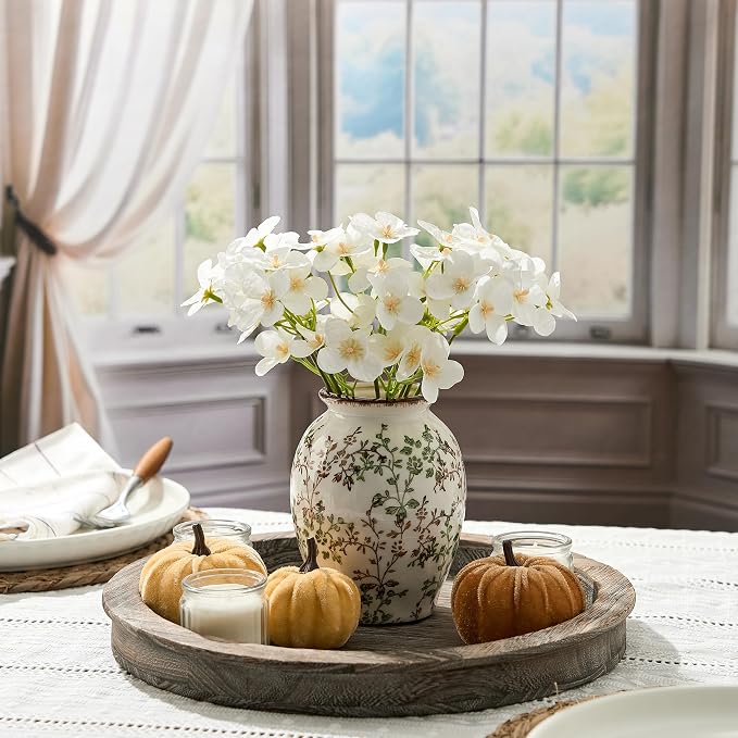 5.63" Ceramic Flower Decorative Antique Vase, Vintage Rustic Chinoiserie Floral Vase for Home Decor, Living Room, Bookshelf, Office, Entryway, Garden, Chinoiserie Decor, Tuscan Decor