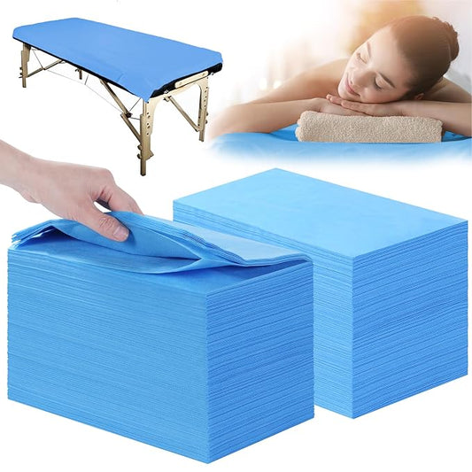 Disposable Bed Sheets 200 Pcs 31" x 71" Massage Table Sheets Non Woven Fabric SPA Bed Cover Breathable for Massage Beauty Tattoos(Blue)