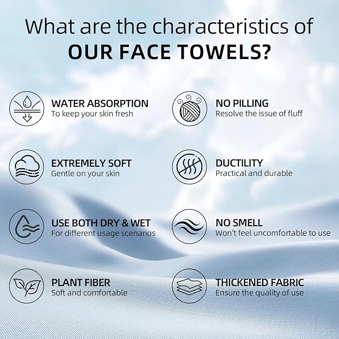 Disposable Face Towel XL (50 Count, 25x30cm) – Ultra Soft Lint-Free Facial Towels for Women Cleansing, Makeup Remover Dry Wipes, Travel Essentials, Bathroom & Guest Room Beauty Products