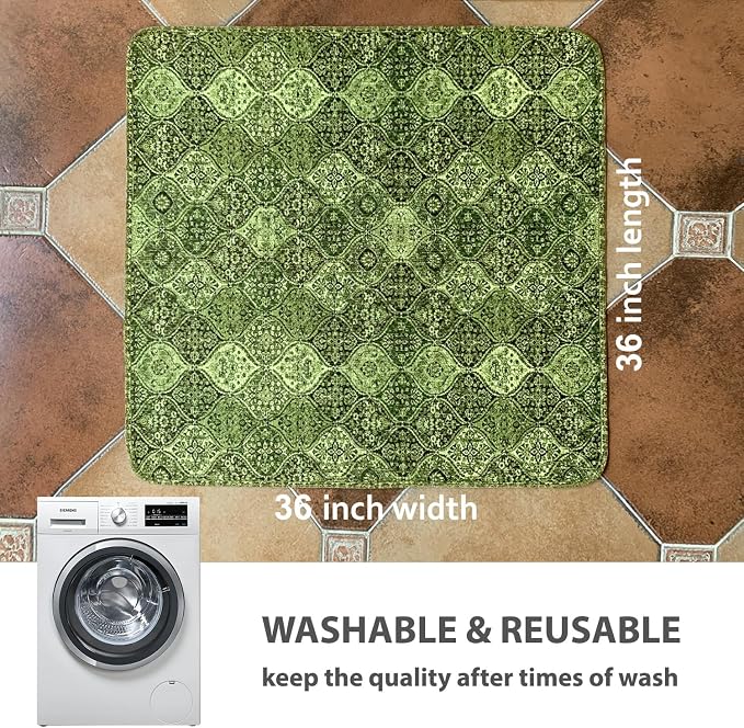 nunubaby Washable Pee Pads for Dogs, Stylish, Non-Slip and Leak-Proof Pee Pads. Reusable Potty Pads for Dogs for Crates and Floors.(Green/Multi,36" x36" )