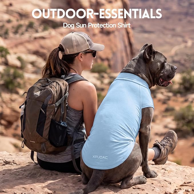 XPUDAC 2 Pack Sun Protection Dog Shirts, Quick Dry Breathable Dog T-Shirt Stretchy Lightweight Sleeveless Pet Summer Clothes for Large Dogs Sensitive Skin Soft Pet Tank Top Vest Boy,4XL