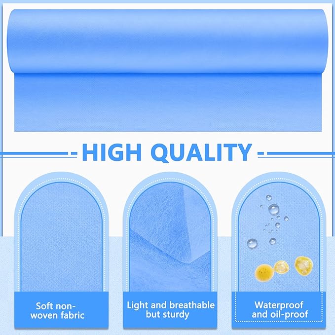 Tudomro 2 Rolls Disposable Non Woven Bed Sheets 24 x 71 Inch Massage Table Paper Covers Non Woven Fabric Massage Sheets Waterproof Spa Breathable Bed Cover for Beauty Salon (Blue)