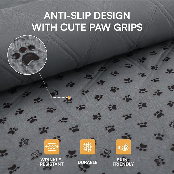 Luciphia Waterproof Couch Cover for Dogs, Non-Slip Pet Sofa Protector | Non-slip waterproof couch cover scratch-resistant machine washable protects sofa bed from spills fur claws, Grey, 82" x 102"