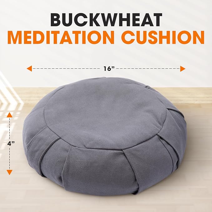 Cheer Collection Meditation Cushion - Ergonomic Floor Pillow, Yoga Pillow with Buckwheat Filling, Zafu Meditation Cushion, Comfort & Meditation Posture Support